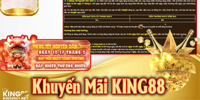 Chương trình khuyến mãi KING88 mới nhất